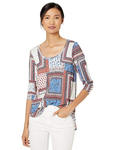 Karen Kane Womens 34 Sleeve Shirttail TEE Print Small