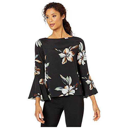 Karen Kane Bell Sleeve Boat Neck Top Print MD