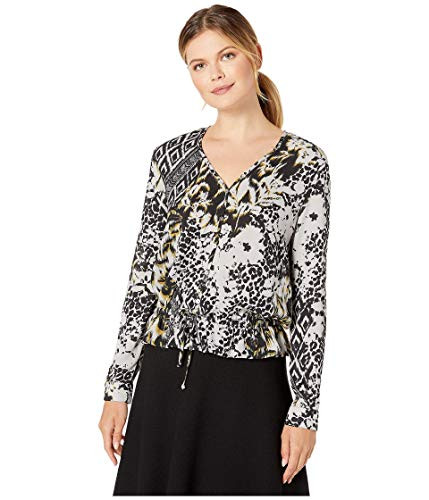 Karen Kane Ruffle Tie Front Top Print MD