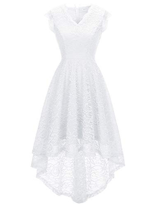 MODECRUSH Women Hi Low Formal Cocktail Party Evening Wedding Special Occasion Dress White