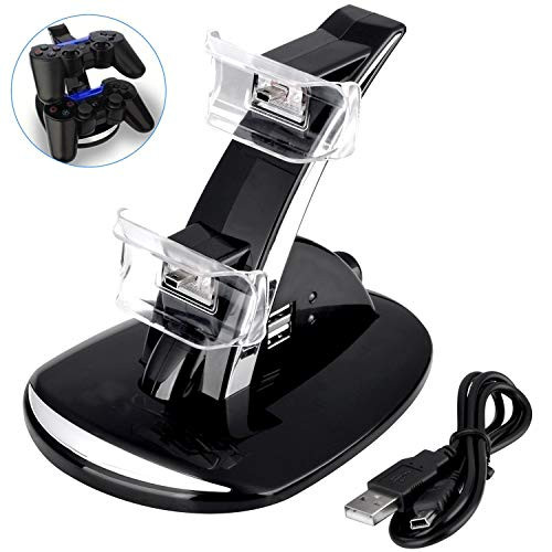PS3 Controller Charger, Dual USB PS3 Controller Charging Station for Sony Playstation 3 / PS3 Slim / PS3 Controller Charging Dock Stand Station Compatible with PS3