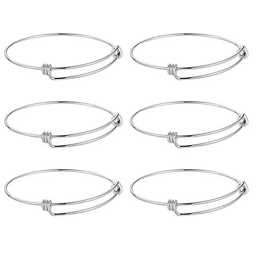 Bangle Bracelet Expandable Adjustable Wire Bracelet Blank Bangles for DIY Jewelry Making 6 Pcs