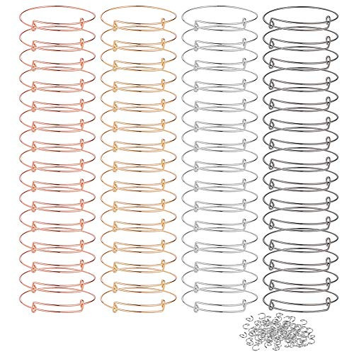 60 Pcs Expandable Bangle Bracelet Adjustable Wire Bracelet Bulk Blank Bangles for DIY Jewelry Making MutiColor