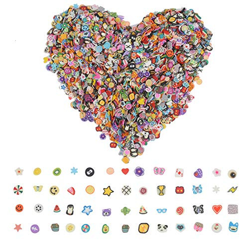 DIYASY 5000 Pcs 3D Nail Art SliceFruits Animals Flowers Slices for Slime Mini Fruit Fimo Clay Slices Hundreds Pattern for Nail Stuff DIY15 inch