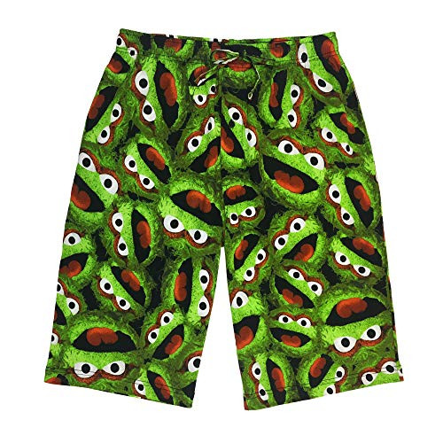 MJC International Mens Oscar The Grouch Pajama Sleep Shorts  Oscar The Grouch Small