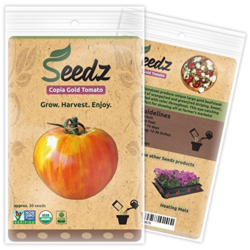 Organic Tomato Seeds APPR 30 Copia Gold Beefsteak Tomato Heirloom Vegetable Seeds Certified Organic Non GMO Non Hybrid USA