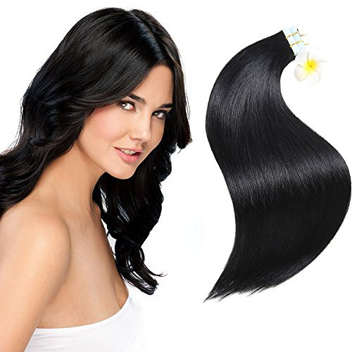 SUYYA Tape in Hair Extensions 100 Real Human Hair 20pcs 40gpack Straight Seamless Skin Weft Tape Hair Extensions 14 Inch 1# SUYYA Tape in Hair Extensions 100 Real Human Hair 20pcs 40gpack Straight Seamless Skin Weft Tape Hair Extensions 14 Inch 1#