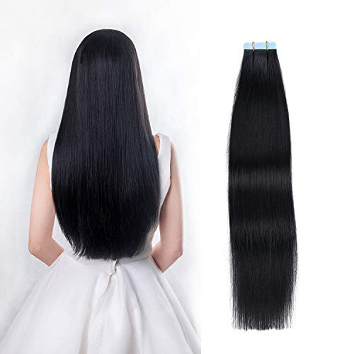 SUYYA Tape in Hair Extensions Human Hair 18 inches 50gpack 20pcs Straight Seamless Skin Weft Tape Hair Extensions 18 inches Color 1 Jet Black SUYYA Tape in Hair Extensions Human Hair 18 inches 50gpack 20pcs Straight Seamless Skin Weft Tape Hair Extensions 18 inches Color 1 Jet Black