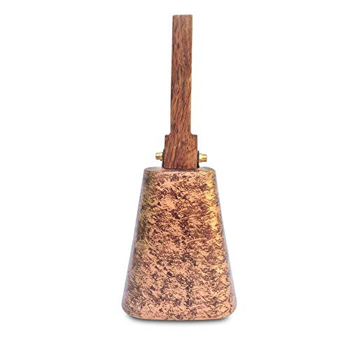 CowBell  Hand Bell for Sporting Events or cowbell for Outside  a Large 10 inch cowbell Loud Noise Makers Instrument with Wooden Handles for Football CowBell  with Solid Antique Copper Finish