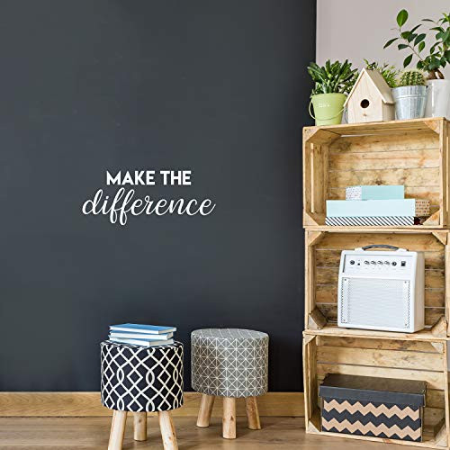 Vinyl Wall Art Decal  Make The Difference  10 x 22  Cute Trendy Inspirational Positive Self Esteem Quote Sticker for Home Bedroom Closet Playroom Office Decor White