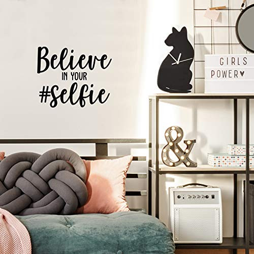Vinyl Wall Art Decal  Believe in Your #Selfie  18 x 22 Trendy Inspirational Cute Optimistic Vibes Quote Sticker for Kids Bedroom Playroom Living Room School Office Gym Coffee Shop Decor Black