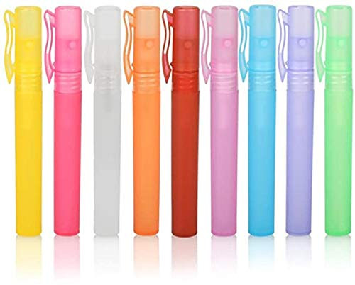 10ml Pen Clip Fine Mist10 Pcs Plastic Frosted Atomizer Vials Empty Portable Refillable Pump Spray Bottle Perfume hand Sample Tube Travel Makeup Container Color Random
