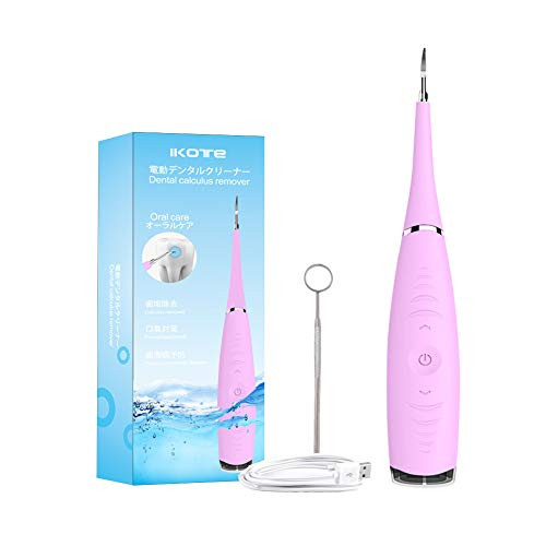 IKOTE Electric Dental Calculus Remover Household Tartar Scraper Tartar Remove for Fighting Tartar Tooth Stains Teeth Polishing 5Adjustable Modes Powered by USB Pink