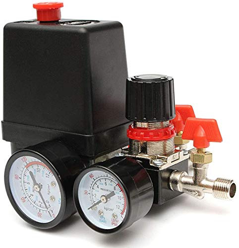 Air Compressor Pressure Control Switch 90120 PSI Pressure Switch Manifold Regulator Gauges Air Compressor Pressure Switch Control with Pressure Regulator Gauges Relief Safety Valve Fittings Set