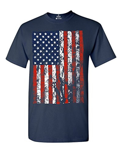 shop4ever United States of America Flag Vintage TShirt Flag Shirts #13500 Large Navy Blue