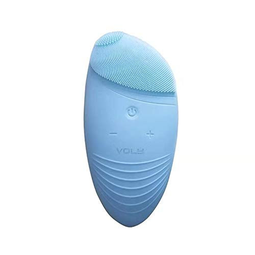 VOLY Facial Cleansing Brush  Silicone Face Brush  3in1 Rechargeable Electric Silicone Exfoliating Face Scrub Brush  Exfoliate Smooth Skin for a Radiant Clear Complexion by Mint Sonic Blue