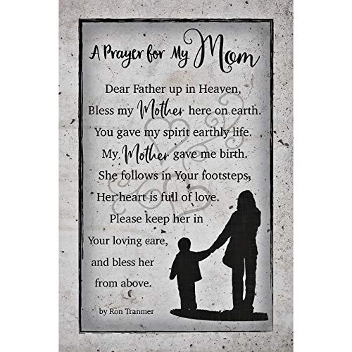 Prayer for My Mom Wood Plaque with Inspiring Quotes 6 inch x 9 inch  Elegant Vertical Frame Wall  Tabletop Decoration  Easel  Hanging Hook Dear Father up in Heaven Bless My Mother Hear on Earth