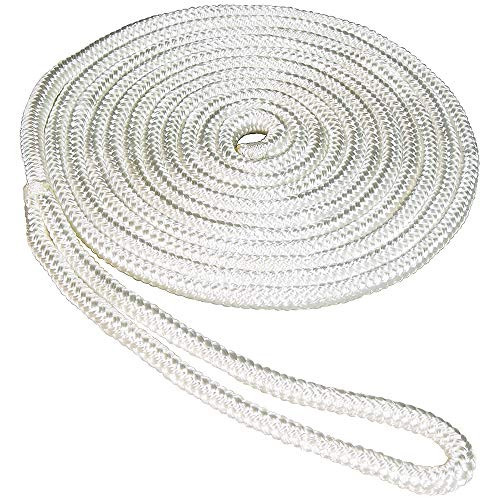 SeaSense Double Braid Nylon Dock Line 12Inch X 15Foot White