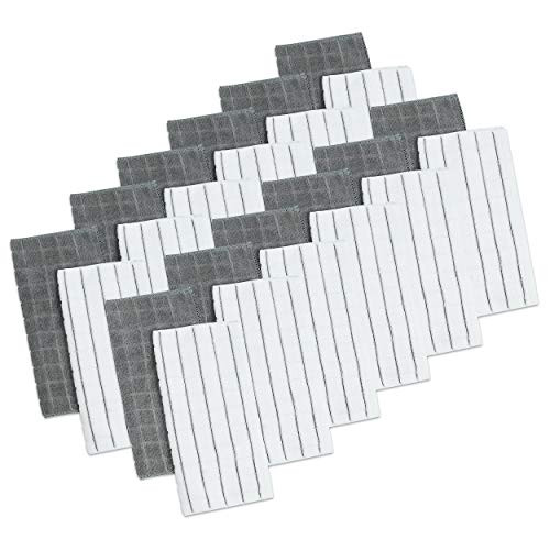 SimpliMagic 79287 Microfiber Dish Cloths Checkered Grey Flannel 12x12 24 Pack