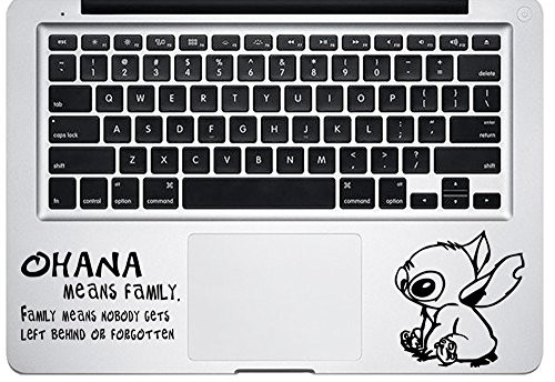 DieCut Decals Stickers Stitch Ohana Means Family Experiment 626 Lilo  Stitch for MacBook Laptop trackpad 365 inch Black