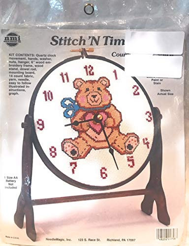 Stitch N Time Counted Cross Stitch Kit Clock Teddy Bear