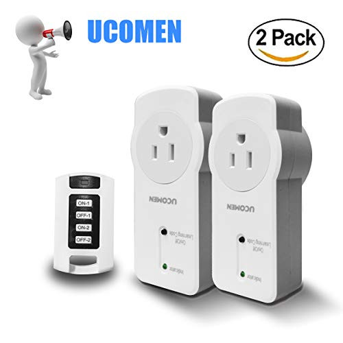 UCOMEN Wireless Remote Control, Wireless Remote Control Socket Outlet Switch set for Household Appliances Lamps, Lighting & Electrical Equipment, Energy Saving, No Hub Required (2Rx-1Tx) UCOMEN Wireless Remote Control, Wireless Remote Control Socket Outlet Switch set for Household Appliances Lamps, Lighting & Electrical Equipment, Energy Saving, No Hub Required (2Rx-1Tx)