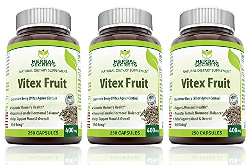 Herbal Secrets Vitex Fruit 400 Mg 250 Capsules  Womens Health Supports Hormonal Balance Pack of 3