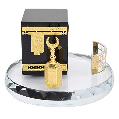 Hztyyier Muslim Crystal Gilded Kaaba Clock Tower Miniature Model Showpiece Islamic Architecture Handicraft Home Vehicle Decor Islamic Building Gift