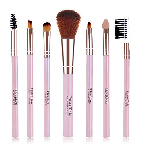 Makeup Brushes 7pcs Lameila Premium Synthetic Makeup Tools Blush Loose Powder Lip Eyelash Eyebrow Eyeshadow Eyeliner Cosmetic Makeup Brush Set for Beginner and Professional Pink 1 Count