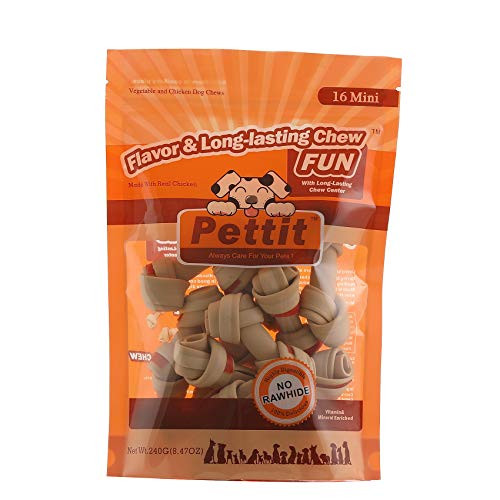 Pettit Rawhide Free Real Chicken Dog Bones Chews 16 Mini