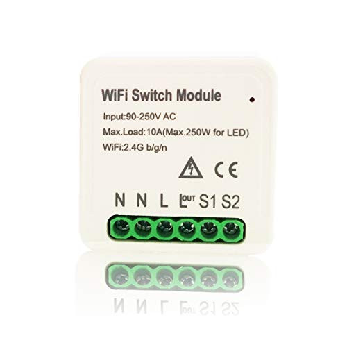 WiFi Relay Switch AC 90250V Mini Smart Home Wireless Relay for in Wall Light Switch Smart LifeTuya APP Control DIY Switch Relay Module Compatible with Alexa Echo Google Home
