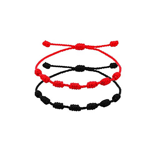 Stology Handmade 7 Knots Red String Lucky Bracelets for Protection Adjustable Kabbalah Red Thread Bracelet Ankle Strand Amulet Rope Cord Jewelry Accessory for Men Women 2 Packs Stology Handmade 7 Knots Red String Lucky Bracelets for Protection Adjustable Kabbalah Red Thread Bracelet Ankle Strand Amulet Rope Cord Jewelry Accessory for Men Women 2 Packs