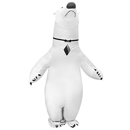 Arokibui White Polar Bear Inflatable Costume Funny Animal Blow up Halloween Costumes for Adults Cosplay Party Christmas Costume Jumpsuit