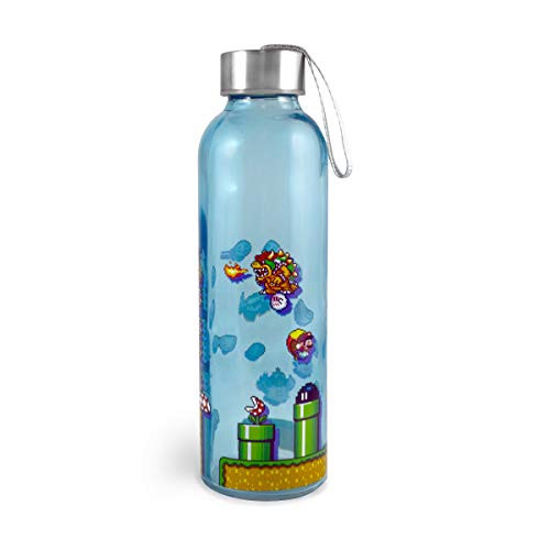 JUST FUNKY Officially Licensed Super Mario 18-Ounce Glass Water Bottle