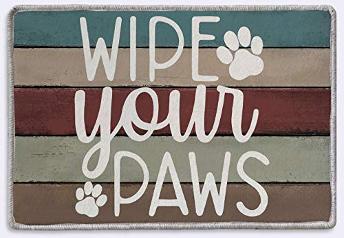 Wipe Your Paws Front Door Welcome Sign Rug Mat  Rustic Farmhouse Decor  Housewarming Gifts