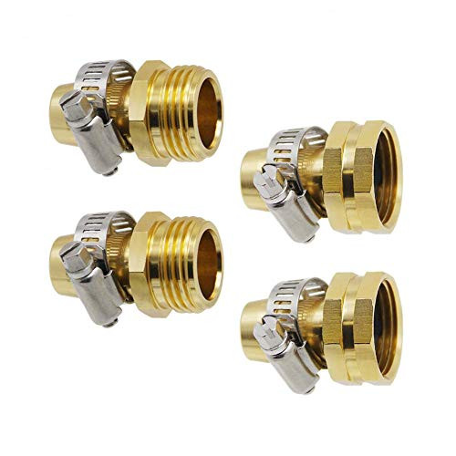 ZUNTENG Garden Hose Repair Kit34 Inch Garden Hose Repair Connector with Clamps Male and Female Garden Hose Mender End RepairFit for 34 or 58 Garden Hose Fitting2 Set