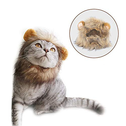 MRFOAM Cat Lion CostumeCat Halloween Costume for Pets Cat Lion Mane Costume Wig Hat for Cats and Dogs The Beast Costume for Halloween Christmas Cosplay Parties Accessories
