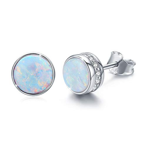 Waysles Opal Stud Earrings 925 Sterling Silver Tiny Stud Earrings with Cubic Zirconia for Women 7MM Round Hypoallergenic Opal Stud Earrings for Sensitive Ears Waysles Opal Stud Earrings 925 Sterling Silver Tiny Stud Earrings with Cubic Zirconia for Women 7MM Round Hypoallergenic Opal Stud Earrings for Sensitive Ears