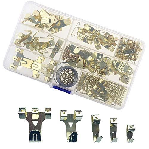 Willibill Picture Hangers220 pcs Picture Hanging Kit Assortment with Wire Hooks Nails Sawtooth Backs D Rings and Ring Hooks Hanging Hardware for Painting and Poster Frames 220PCS