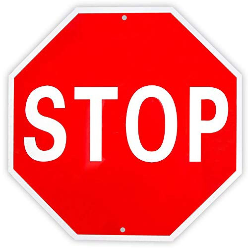 Willibill Stop Sign Street Slow Warning Reflective Signs 12x 12 40 Mil Rust Free Aluminum Sign UV Protected and Weatherproof 12 Inches