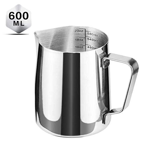 JOYIT Milk Frothing Pitcher Stainless Steel Milk Frother Cup and Steaming Pitcher Espresso Frothing Pitcher with Measurements Inside Perfect for Espresso Machines Milk Frother 20oz  600ml