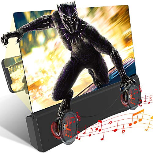 Phone Screen Magnifier for Cell Phone with Bluetooth Speakers 12 3D HD Phone Screen Amplifier Projector with Foldable Holder Stand AntiBlue Light Mobile Phone Screen Enlarger for All Smartphones Phone Screen Magnifier for Cell Phone with Bluetooth Speakers 12 3D HD Phone Screen Amplifier Projector with Foldable Holder Stand AntiBlue Light Mobile Phone Screen Enlarger for All Smartphones