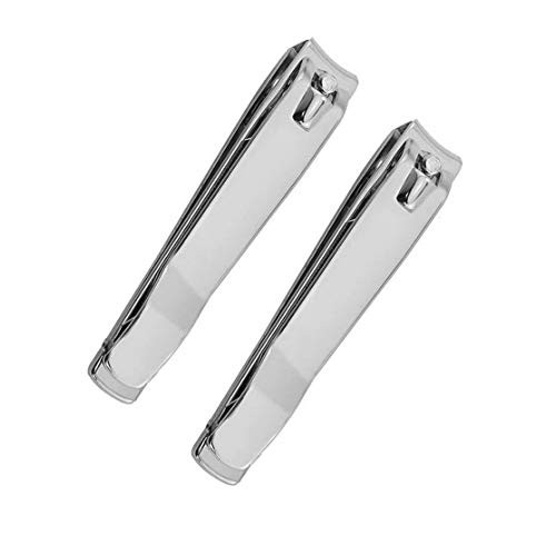 2 Pieces Stainless Steel Nail Clipper Silver Toenail Clippers Set Fingernail Clipper Cutter For Fingernail and Toenail