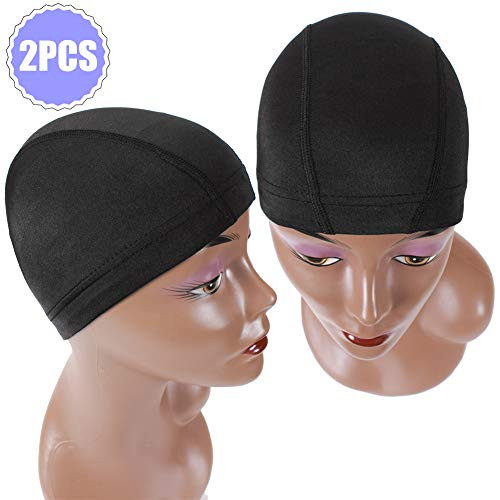2Pcs Dome Wig Cap for Wig Making Black Mesh Dome Caps for Wigs Breathable Wig Making Caps for Women Stretchable Dome Style Wig Cap with Elastic Band L  2Pcs