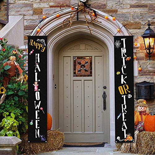 Halloween Felt Decorations Outdoor Halloween Banner Trick or Treat Set Includes Trick or Treat Banner for Front Door Display and Double Sided Scary Flag for Garden Halloween Felt Decorations Outdoor Halloween Banner Trick or Treat Set Includes Trick or Treat Banner for Front Door Display and Double Sided Scary Flag for Garden