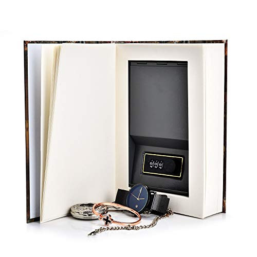 Real Pages Portable Diversion Book Safe with Combination Lock  wishacc Hollowed Out Book with Hidden Secret Compartment for Jewelry Money and Cash