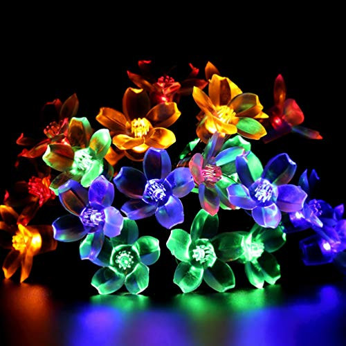 HYAL LUZ Solar Flower String Lights 50 LED 17ft Solar Colorful Flower Fairy Lights 8 Modes Copper Wire Lights Waterproof Outdoor String Lights for Garden Patio Gate Yard Fence Party