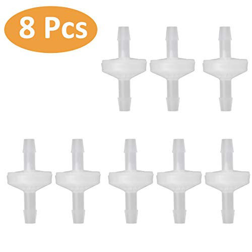 YXCC 8 Pcs 14 Check Valve 6mm PVDF One Way Valve Inline Check Valve Non Return Check Valve for Fuel Gas Liquid Air