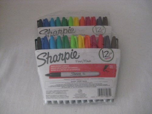 Sharpie 30072 Fine Point Sharpie Permanent Markers Assorted Colors 12 Ct