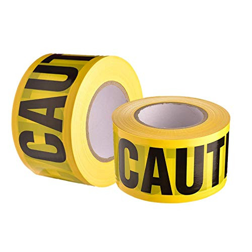 MAXSELL Yellow CAUTION Tape Roll 3 inch x 1000 feet NonAdhesive Black Yellow Barricade Tape For DangerHazardous Area 2 Rolls